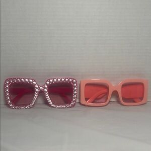 Pink and Peach Rhinestone Sunglasses Set
